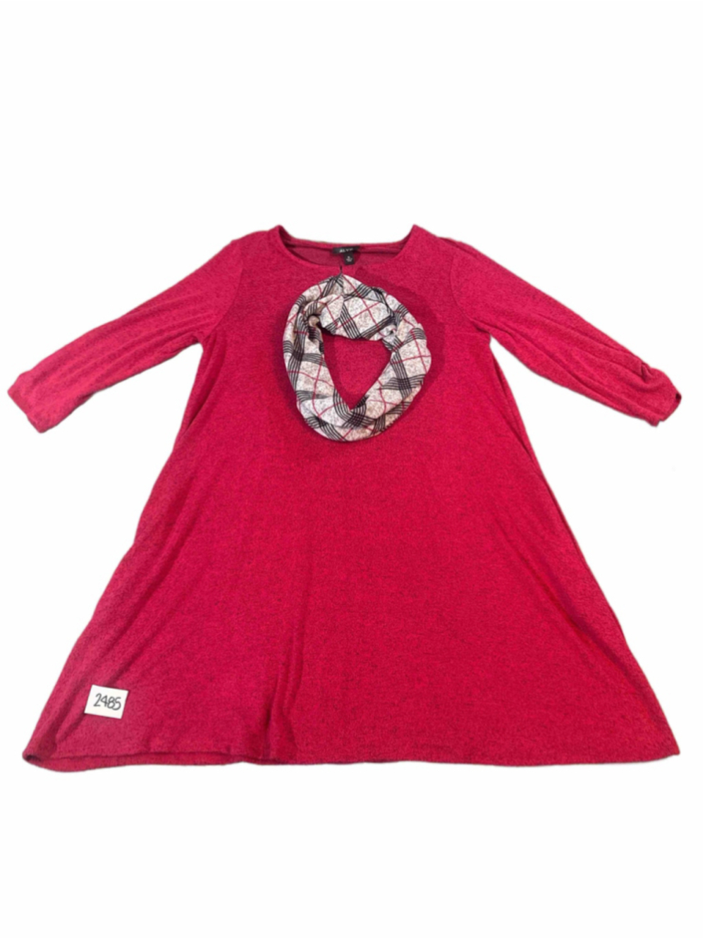Women's ALYX Red Dress with Plaid Scarf, Size XL